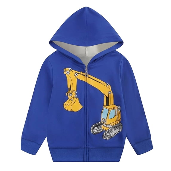 Kiijoy Boys Zip Up Hoodies Cartoon Sweatshirts Spring Fall Jackets, Yellow, 11-12 Years