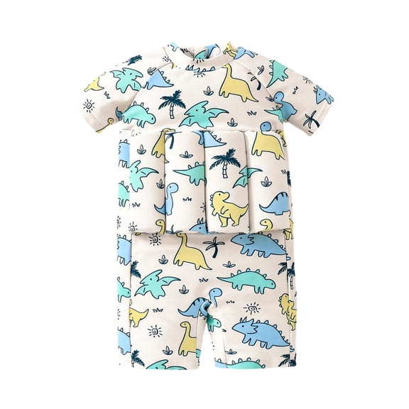 Kiijoy Buoyancy Swimsuit for Boys Short Sleeve Rashguard Flotation Swimming Aid Bathing Suit, Sizes 4-8