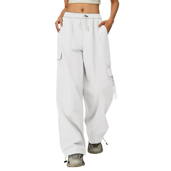 Kiijoy Cargo Pants for Teen Girls High Waisted Straight Leg Pants Loose Trousers, Sizes 15-16