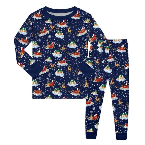 Kiijoy Christmas Pajamas for Boy Xmas Jammies Holiday Long Sleeves T Shirt Pants Sleepwear