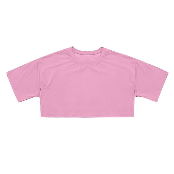 Kiijoy Crop Tops for Girls Short Sleeve T-Shirt Solid Color Summer Casual Tee, Sizes 10-16