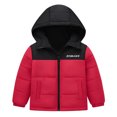 thumbnail image 1 of Kiijoy Down Coat for Boys Color Block Zip Up Hooded Padded Jacket Winter Casual Outerwear, 1 of 3