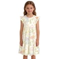 thumbnail image 1 of Kiijoy Easter Girls Dress Flutter Sleeve Loose Fit Dress with Flower Print, Sizes 6-15, 1 of 3