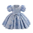 thumbnail image 1 of Kiijoy Flower Girl Dress Puff Sleeve Pageant Dress Bow Birthday Princess Dresses, 1 of 3