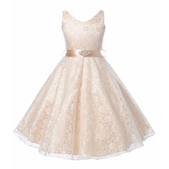 Kiijoy Flower Girls Dress Lace Sleeveless Wedding Party Pageant Formal Dress, Sizes 2-3
