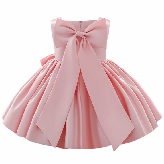 Kiijoy Flower Girls Dress Sleeveless Bow Wedding Birthday Party Pageant Formal Dress, Sizes 4-5