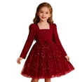 thumbnail image 1 of Kiijoy Girl Glitter Tutu Dress Casual Party Square Neck Long Sleeve Dress, Size 2-7, 1 of 5