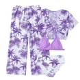 thumbnail image 1 of Kiijoy Girl's 4 Piece Swimsuits Tropical Print Halter Bikini Set Cover Ups Bathing Suit, Sizes 7-12, 1 of 5