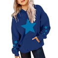 thumbnail image 1 of Kiijoy Girl's Hoodie Star Print Lined Loose Pullover Sweatshirt, Blue, Sizes 2-13, 1 of 3