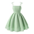thumbnail image 1 of Kiijoy Girl's Solid Plain Flowy Cami Dress Tie Shoulder Ruched A Line Dress, Sizes 8-12, 1 of 4