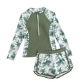 thumbnail image 1 of Kiijoy Girls 2-Piece Swimsuit UPF50+ Long Sleeve Zipper Rash Guard Surfing Suit, Sizes 7-14, 1 of 3