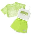 thumbnail image 1 of Kiijoy Girls 3 Piece Letter Print Camisole and Shorts with Crop Top Outfit Set, Sizes 11-12, 1 of 2