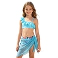 thumbnail image 1 of Kiijoy Girls 3 Piece Swimsuit Ruffle Bikini Set Cover Up Skirt Bathing Suit, Sizes 5-12, 1 of 4