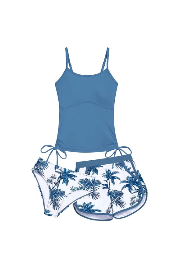 Girls 3 Piece Swimsuits UPF 50+ Tankini Set with Boyshorts Bathing Suit, Sizes 7-16