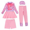 thumbnail image 1 of Kiijoy Girls 4Pcs Swimsuit Ruffle Long Sleeve Swim Dress Pants Shorts Swim Cap, Sizes 2-12, 1 of 3
