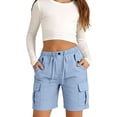 thumbnail image 1 of Kiijoy Girls Athletic Cargo Shorts Summer Casual Drawstring Shorts, Sizes 2-15, 1 of 3