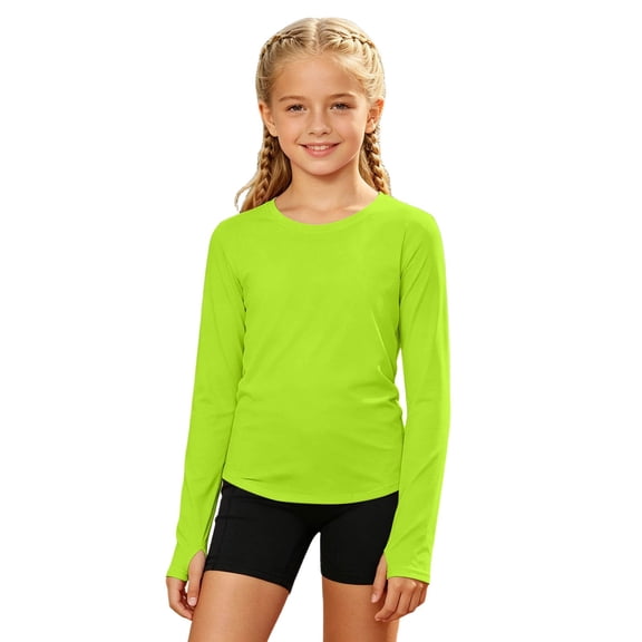 Kiijoy Girls Athletic Lightweight Long Sleeve T-Shirt Casual Active T Shirt, Sizes 11-12