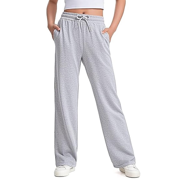 Kiijoy Girls Athletic Straight Leg Joggers Loose Fit Drawstring Sweatpants, Sizes 5-16