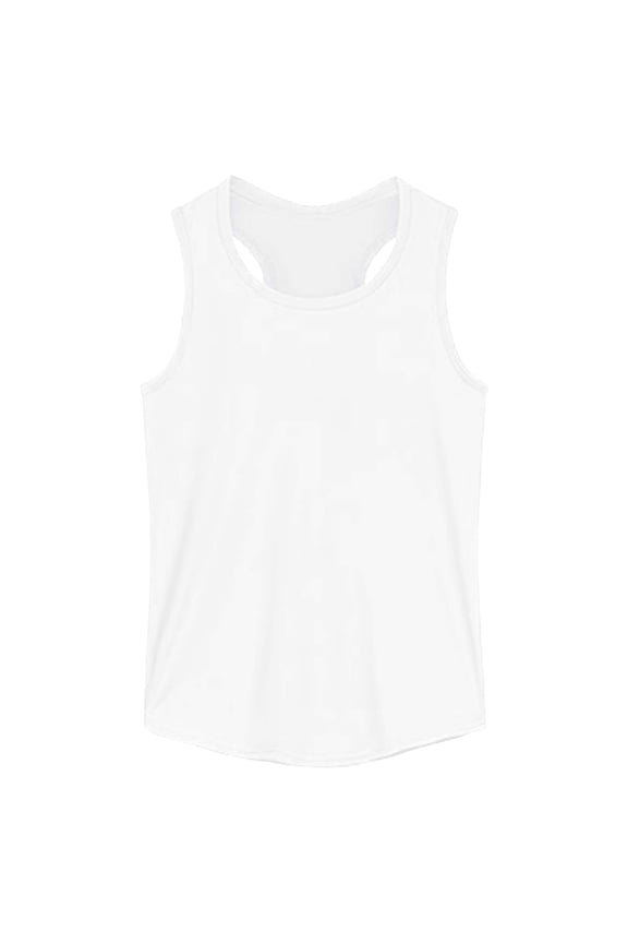 Girls Athletic Stretchy Tank Top Casual Breathable Solid Sleeveless Shirt, Sizes 1-14