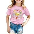 thumbnail image 1 of Kiijoy Girls Back-To-School T Shirt Graphic Short Sleeve Crew Neck T-Shirt, Pink, Size 8-9, 1 of 3