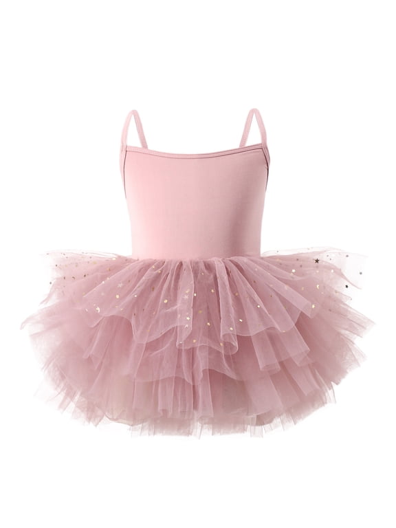 Girls Ballet Dance Dress Leotards Spaghetti Strap Ballet Tutu Skirt, Sizes 3-10