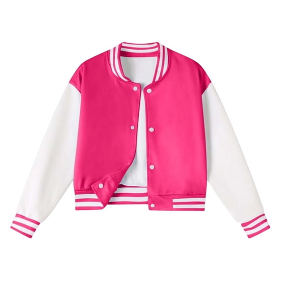 Kiijoy Girls Bomber Jacket Outerwear Sweatshirt Varsity Jackets with Snap, 5-6 Years