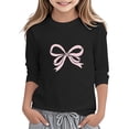 thumbnail image 1 of Kiijoy Girls Bow 3/4 Sleeve Round Neck T-Shirt Casual Soft Everyday Tee Shirt, Sizes 3-13, 1 of 3