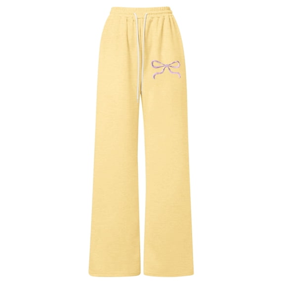 Kiijoy Girls Bow Straight Leg Sweatpants Comfy Loose Fit Athletic Casual Pants, Sizes 4-13