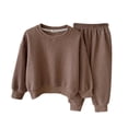thumbnail image 1 of Kiijoy Girls Boys Fall Outfits Solid Casual Pullover Sweatshirt Pants Set, Sizes 4-5, 1 of 8