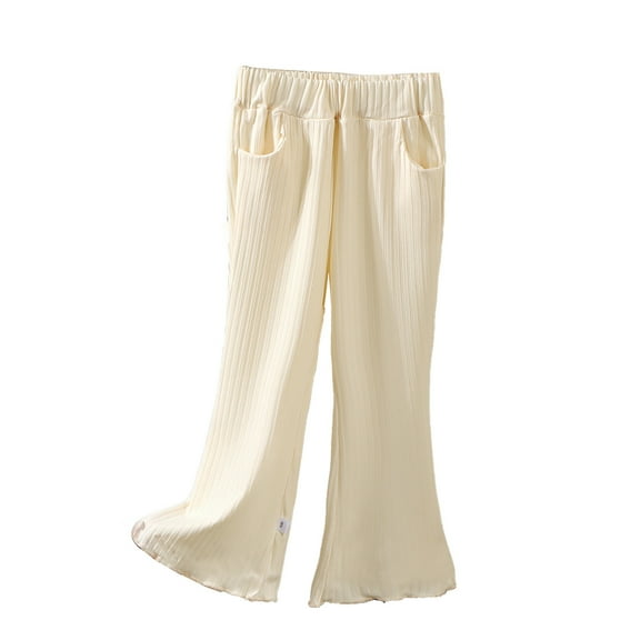 Kiijoy Girls Breathable Flared Pants Pull On Stretchy Lightweight Trousers, Sizes 18-24M
