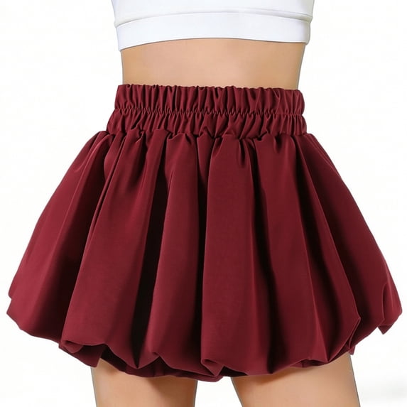 Kiijoy Girls Bubble Skort Casual High Waisted Skirt Cute Pull On Skorts, Size 2-14