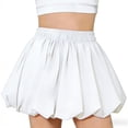 thumbnail image 1 of Kiijoy Girls Bubble Skort Casual High Waisted Skirt Cute Pull On Skorts, White, Size 2-14, 1 of 7
