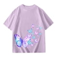 thumbnail image 1 of Kiijoy Girls Butterfly Graphic Short Sleeve T-Shirt Loose Round Neck T Shirt Tee, Sizes 3-13, 1 of 5