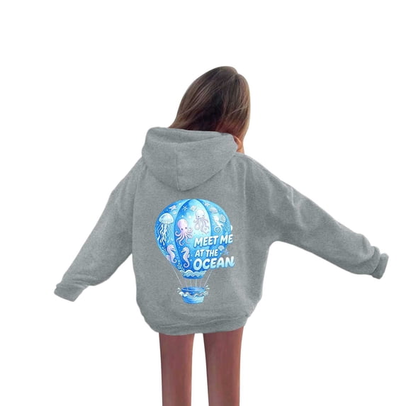 Kiijoy Girls Casual Graphic Hoodie Fall Lightweight Pullover Hooded Sweatshirt, Sizes 1-13