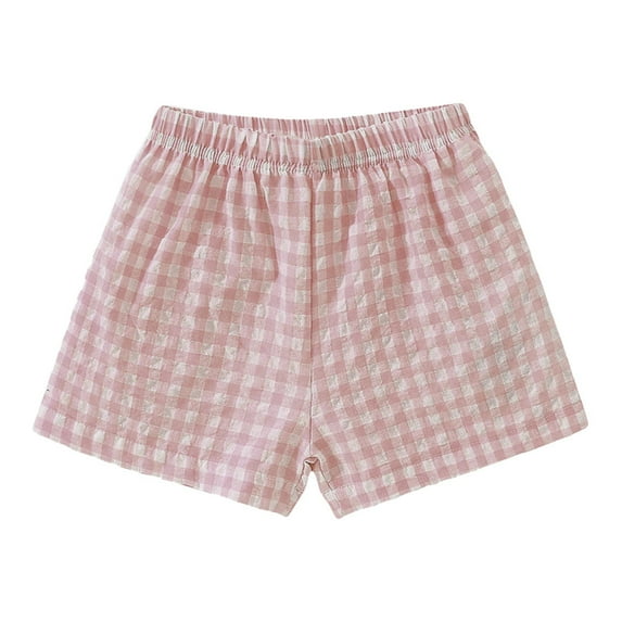 Kiijoy Girls Casual Plaid Shorts Summer Lightweight Cotton Shorts for Kids, Sizes 1-7