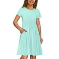 thumbnail image 1 of Kiijoy Girls Casual Short Sleeve Dress Solid Round Neck Skater Dress, Sizes 4-12, 1 of 7
