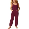 thumbnail image 1 of Kiijoy Girls Casual Suspender Pants Square Neck Overalls Sleeveless Romper, Sizes 5-14, 1 of 4