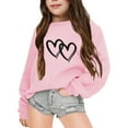 thumbnail image 1 of Kiijoy Girls Casual Sweatshirt Heart Print Crew Neck Long Sleeve Pullover Top, Sizes 11-12, 1 of 5
