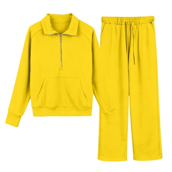 Kiijoy Girls Casual Tracksuit Half Zip Hoodie Sweatpants Athletic Outfits, Sizes 4-16