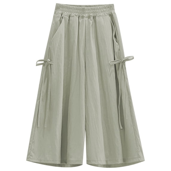 Kiijoy Girls Casual Wide Leg Pants Solid Color Lightweight Pants Culottes, Sizes 3-4