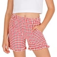 thumbnail image 1 of Kiijoy Girls Checkered Ruffle Shorts Summer Casual Beach Pull On Play Shorts, Sizes 7-8, 1 of 7