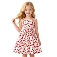 thumbnail image 1 of Kiijoy Girls Cherry Print Sleeveless Swing Dress Bowknot Casual Dress, Red, Size 7-12, 1 of 6