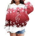 thumbnail image 1 of Kiijoy Girls Christmas Hooded Sweatshirt Snowflake Graphic Hoodie Xmas Pullover Sweater, 1 of 3