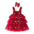 thumbnail image 1 of Kiijoy Girls Christmas Party Dresses Sleeveless Tulle Princess Dress, Red, Size 12M-6Y, 1 of 5