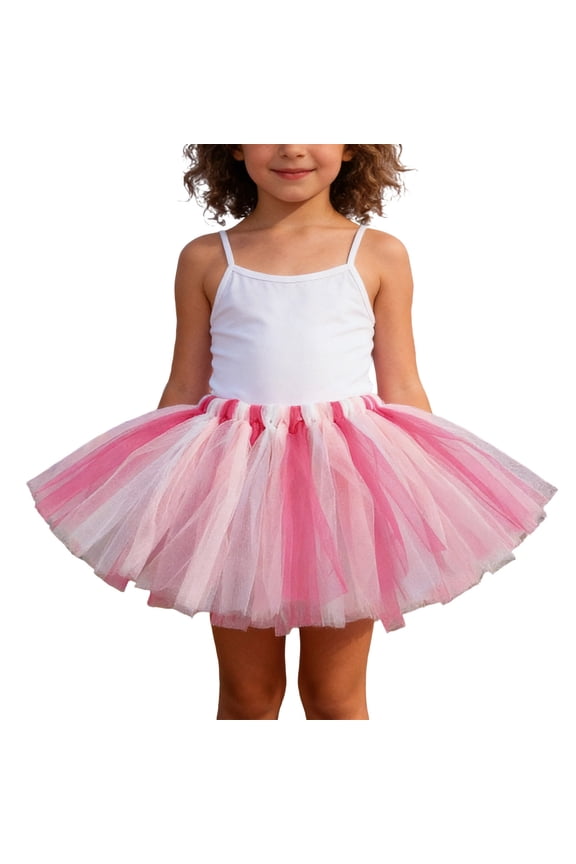 Girls Colorful Rainbow Tulle Skirt Kids Holiday Party Dance Tutu Skirt, Sizes One Size