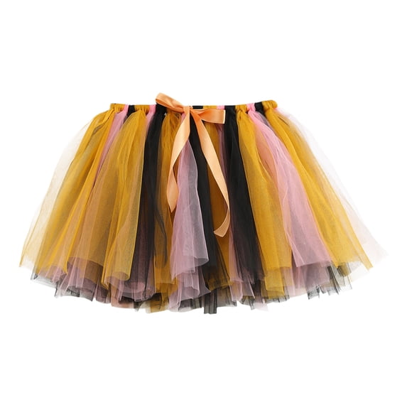 Kiijoy Girls Colorful Tutu Skirt Holiday Party Dance Tulle Skirt for Kids, Sizes 5-7
