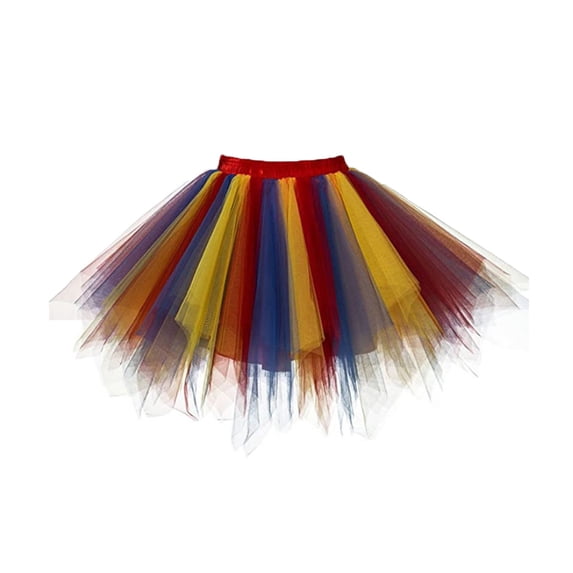 Kiijoy Girls Colorful Tutu Skirt Party Carnival Dance A Line Tulle Skirt, Black