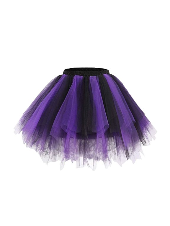 Girls Colorful Tutu Skirt Party Carnival Dance A Line Tulle Skirt, Purple