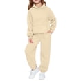 thumbnail image 1 of Kiijoy Girls Comfy Athletic Outfits Cotton Solid Hoodie Jogger Pants Sweat Set, Sizes 2-14, 1 of 3