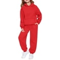 thumbnail image 1 of Kiijoy Girls Comfy Athletic Outfits Cotton Solid Hoodie Jogger Pants Sweat Set, Sizes 2-14, 1 of 3
